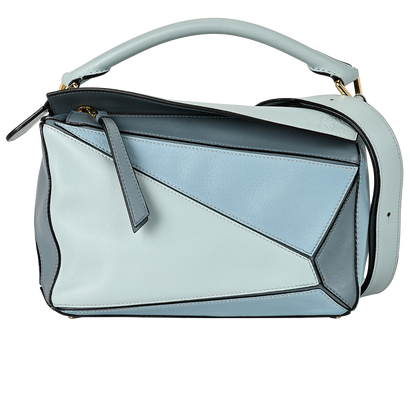 Small Puzzle, &pound;1,600, Handbags, Blue, Leather, Front view